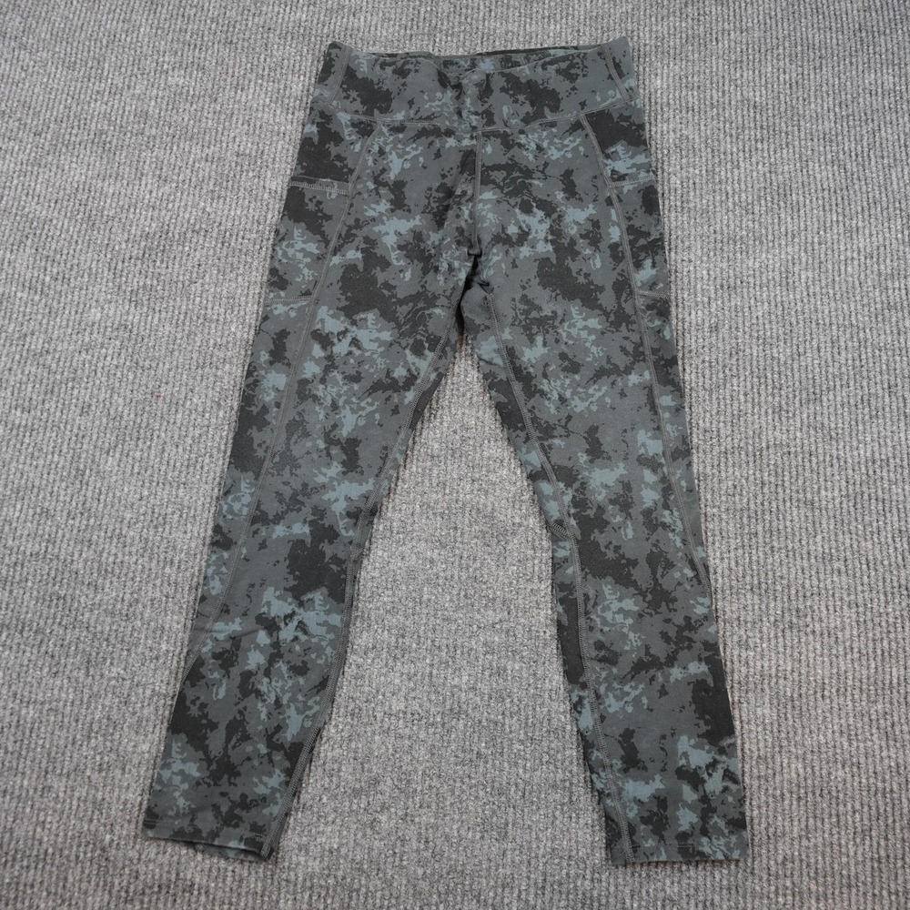 Pact Leggings Womens Medium Gray Camo Ankle Pockets Organic Cotton Stretch Yoga